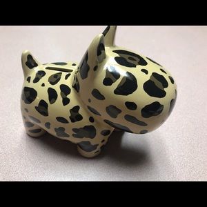 Cheetah Print Ceramic Scottie Dog Piggy Saving Bank